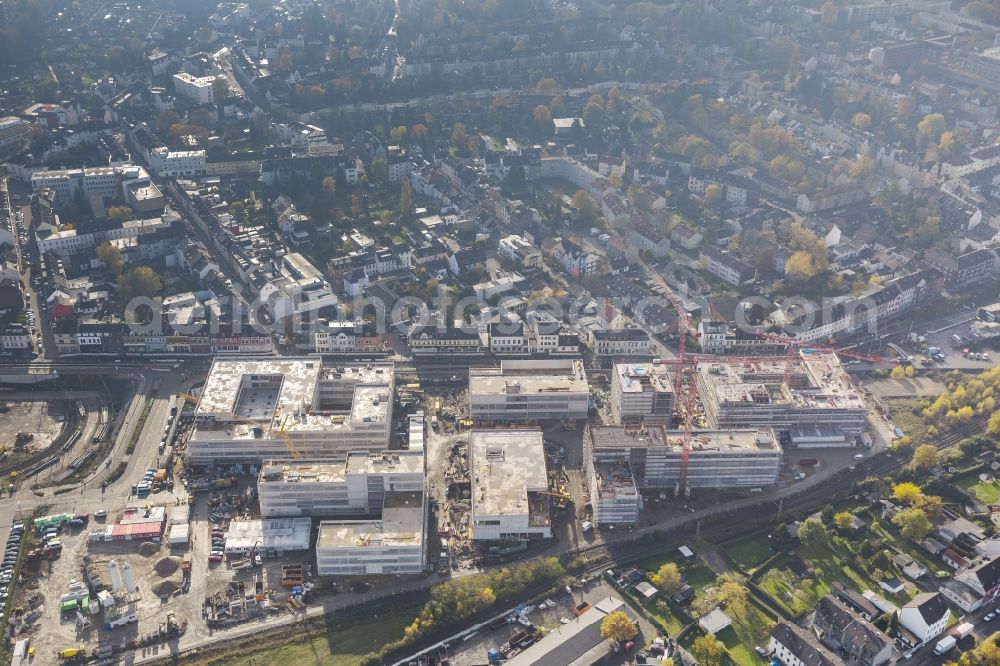 Aerial photograph Mülheim an der Ruhr - Construction site for the new building of the University of Duisburg in the Ruhr West Street in Mülheim an der Ruhr in North Rhine-Westphalia