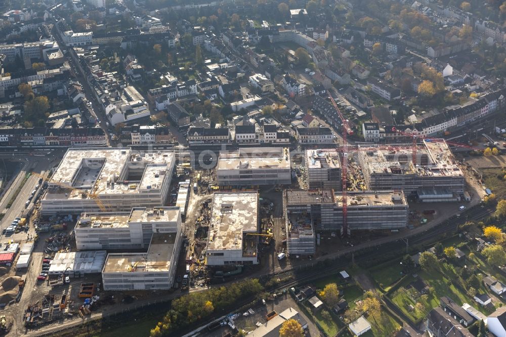 Mülheim an der Ruhr from above - Construction site for the new building of the University of Duisburg in the Ruhr West Street in Mülheim an der Ruhr in North Rhine-Westphalia