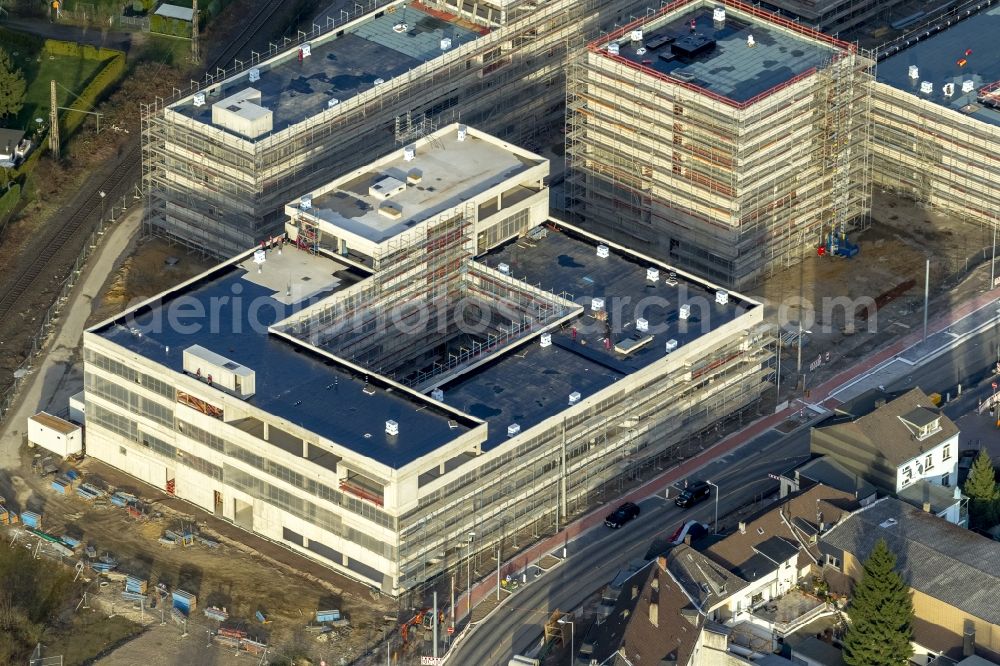 Aerial image Mülheim an der Ruhr - Construction site for the new building of the University of Duisburg in the Ruhr West Street in Mülheim an der Ruhr in North Rhine-Westphalia