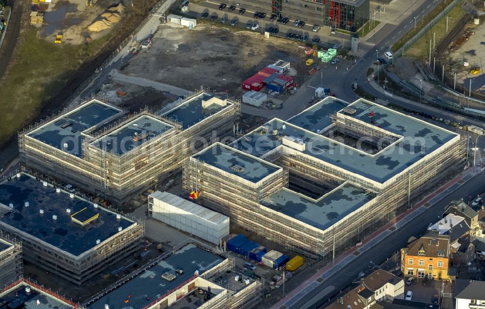 Aerial image Mülheim an der Ruhr - Construction site for the new building of the University of Duisburg in the Ruhr West Street in Mülheim an der Ruhr in North Rhine-Westphalia