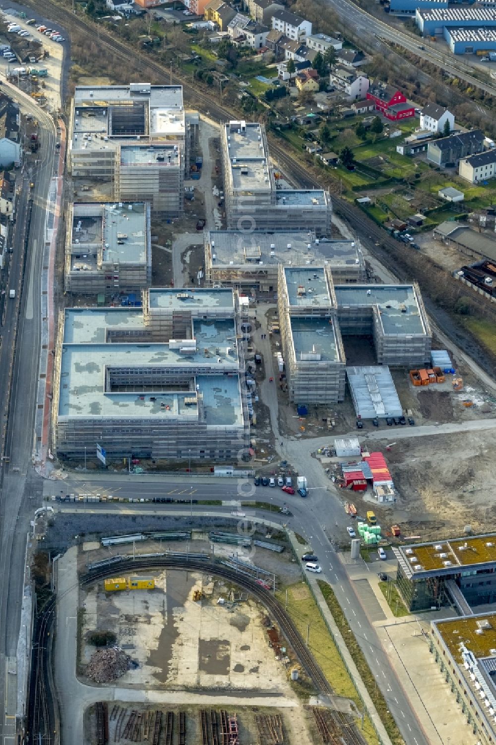 Aerial image Mülheim an der Ruhr - Construction site for the new building of the University of Duisburg in the Ruhr West Street in Mülheim an der Ruhr in North Rhine-Westphalia