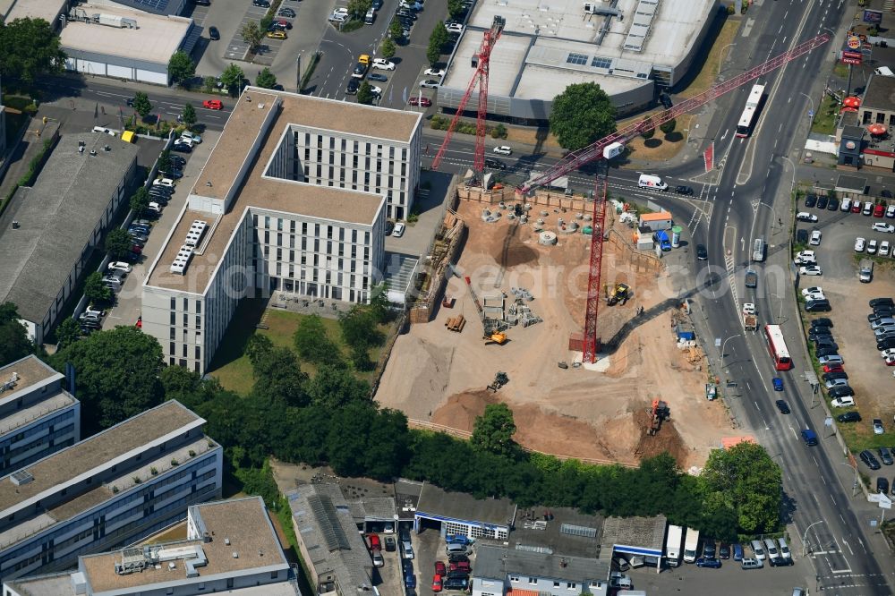 Aerial image Bonn - Construction site for the new building a car wash in the district Nordstadt in Bonn in the state North Rhine-Westphalia, Germany