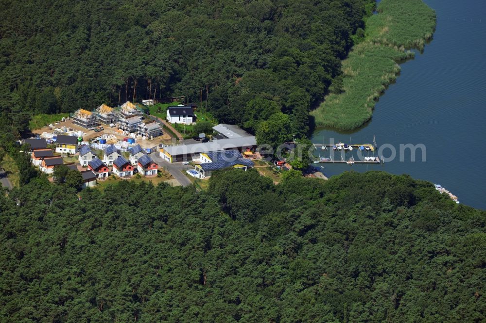 Berlin from above - Construction site of the new Rubezahl holiday park on the banks of Mueggelsee in Berlin