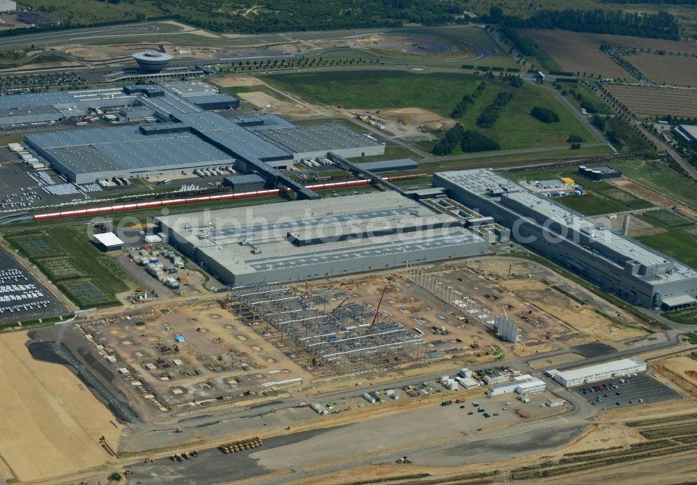 Aerial image Leipzig - Construction site to build new manufacturing facilities and assembly shops on the premises of PORSCHE AG in Leipzig in Saxony