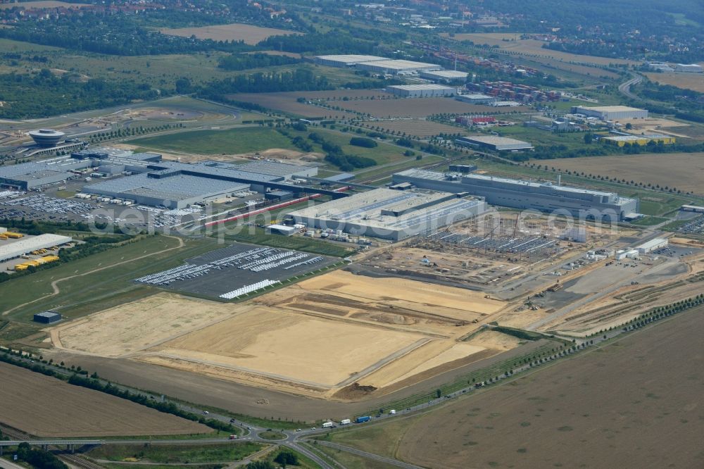 Aerial image Leipzig - Construction site to build new manufacturing facilities and assembly shops on the premises of PORSCHE AG in Leipzig in Saxony