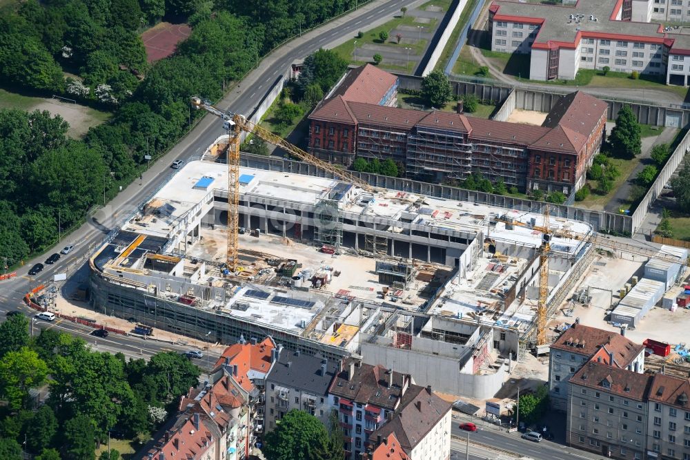 Aerial photograph Nürnberg - Construction site for the construction of a fire station on Maximilianstrasse in Nuremberg in the state of Bavaria, Germany