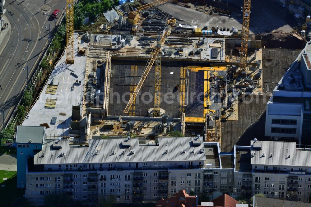 Halle (Saale) from above - Construction site for the new building of the tax office in Halle (Saale) in Saxony-Anhalt