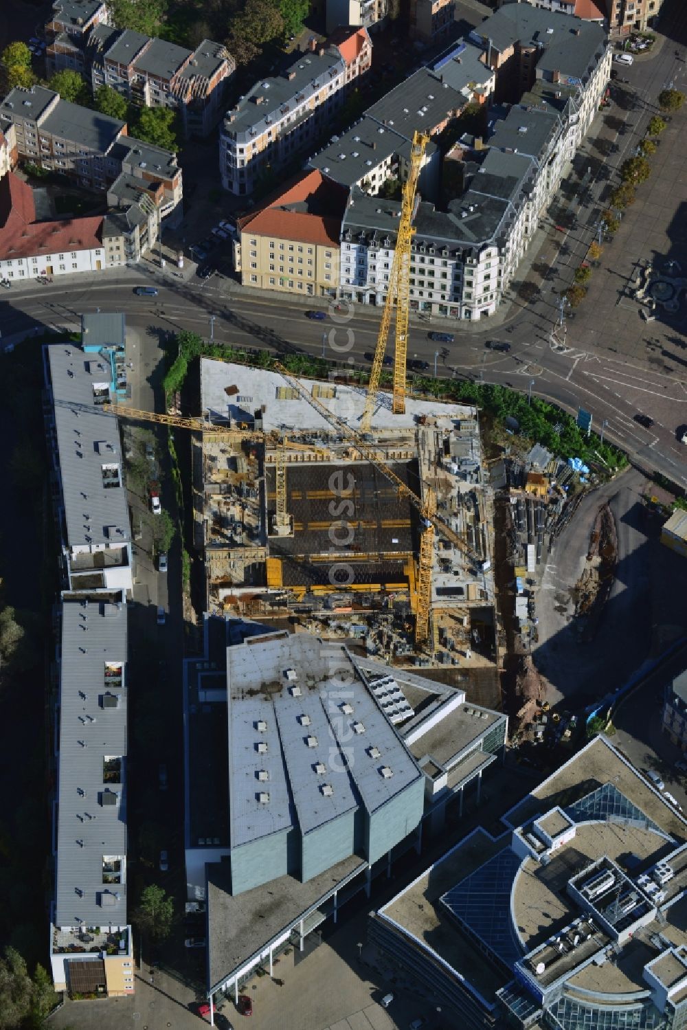 Aerial photograph Halle (Saale) - Construction site for the new building of the tax office in Halle (Saale) in Saxony-Anhalt