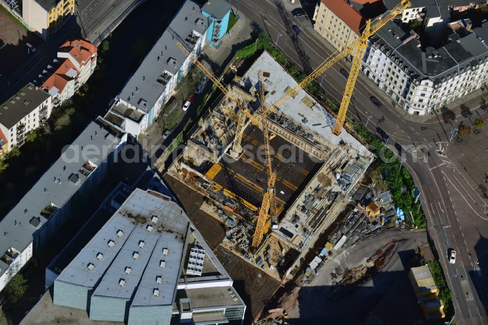 Halle (Saale) from above - Construction site for the new building of the tax office in Halle (Saale) in Saxony-Anhalt