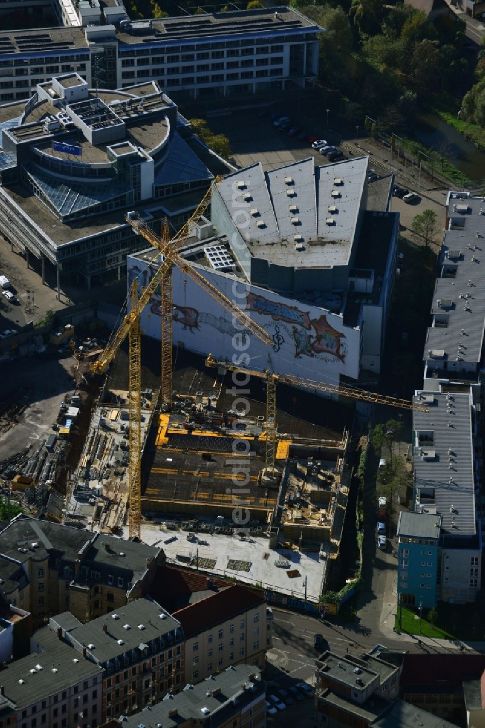 Aerial image Halle (Saale) - Construction site for the new building of the tax office in Halle (Saale) in Saxony-Anhalt