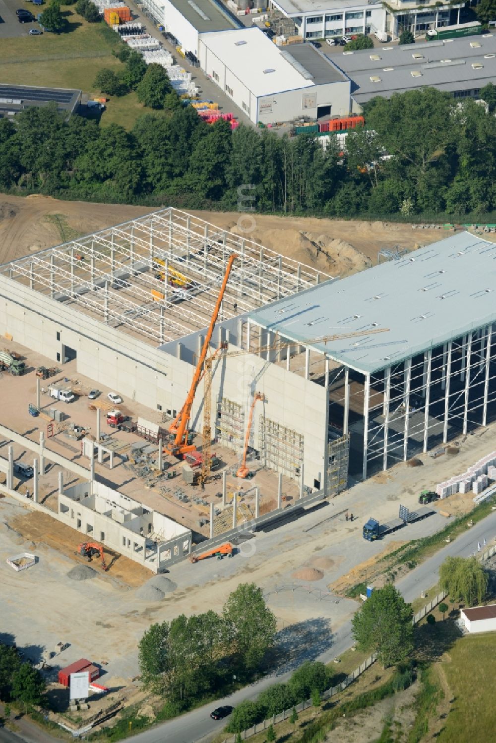 Aerial image Gütersloh - Construction site for the new building Auto Meyer in Guetersloh in the state North Rhine-Westphalia