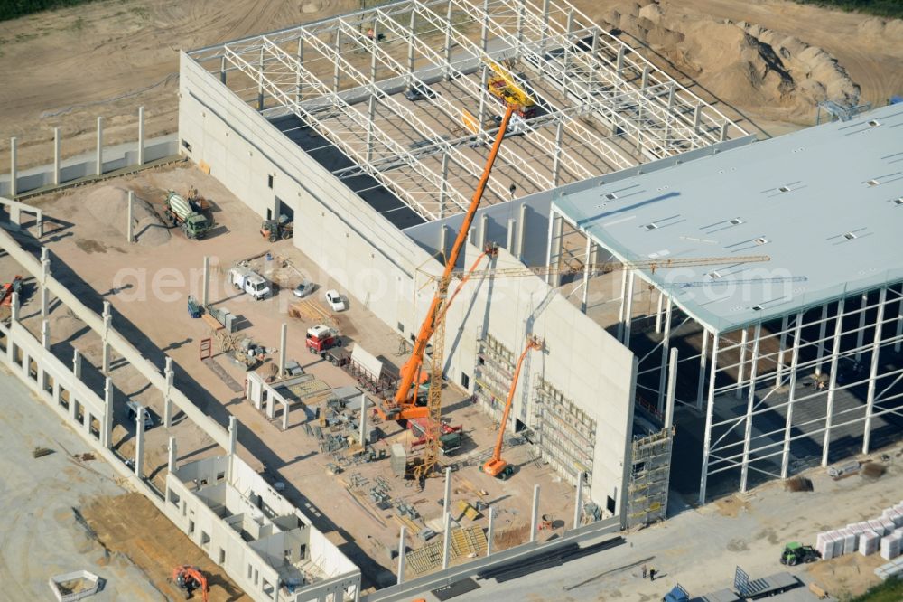 Aerial photograph Gütersloh - Construction site for the new building Auto Meyer in Guetersloh in the state North Rhine-Westphalia