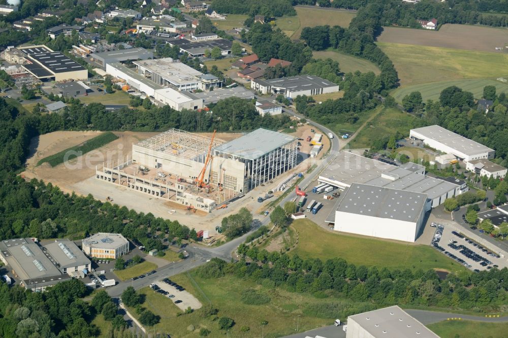 Gütersloh from above - Construction site for the new building Auto Meyer in Guetersloh in the state North Rhine-Westphalia