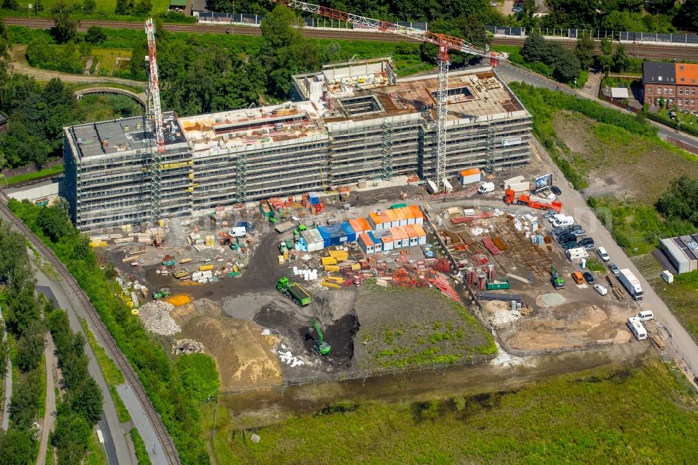 Essen from the bird's eye view: Construction for the new building of the Folkwang University of the Arts on the world heritage Zollverein in Essen in North Rhine-Westphalia