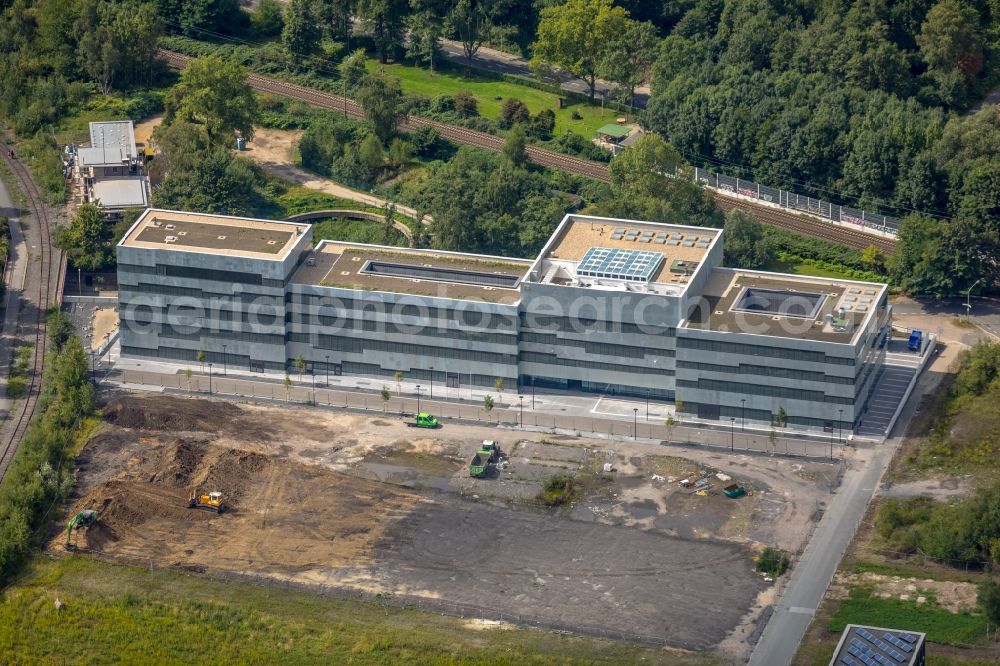 Essen from above - Construction for the new building of the Folkwang University of the Arts on the world heritage Zollverein in Essen in North Rhine-Westphalia