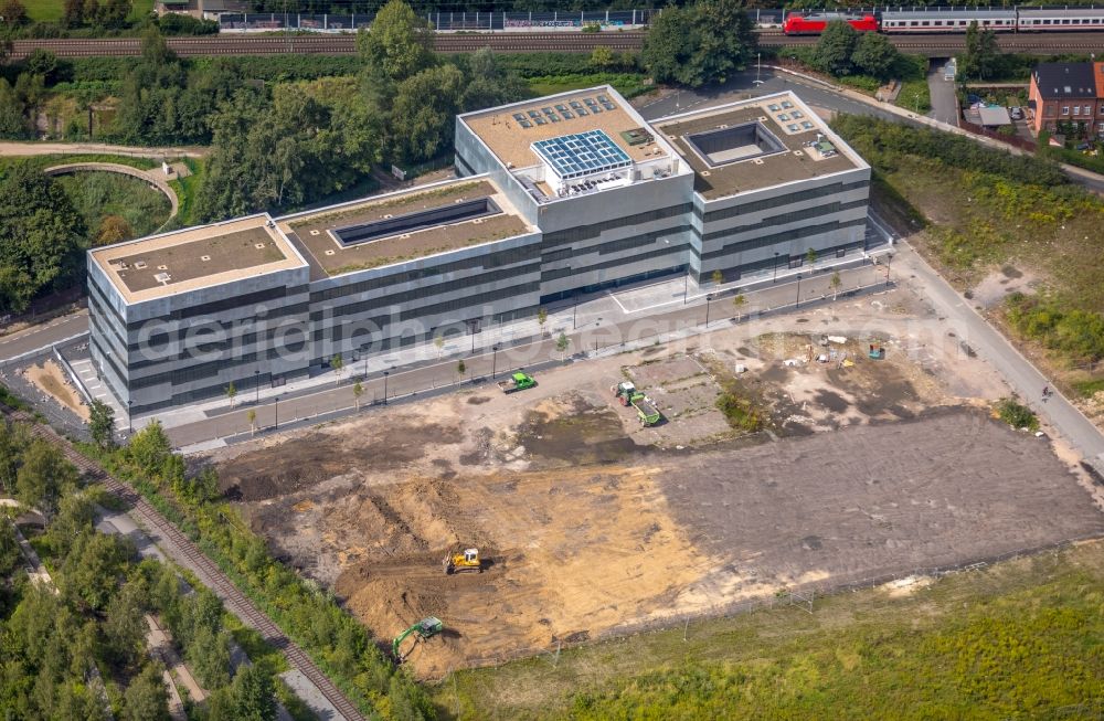 Essen from the bird's eye view: Construction for the new building of the Folkwang University of the Arts on the world heritage Zollverein in Essen in North Rhine-Westphalia