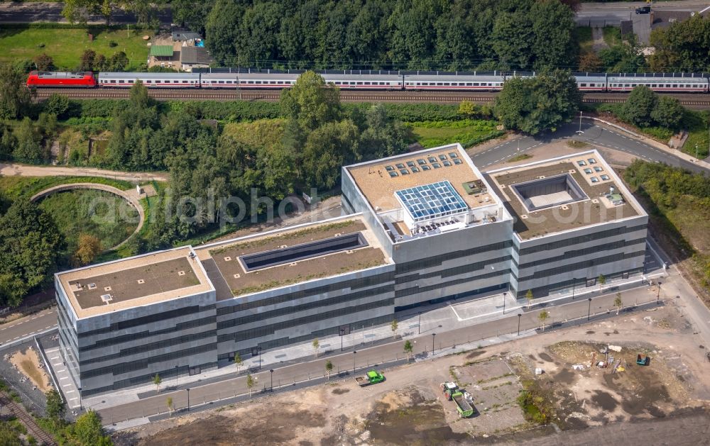 Aerial image Essen - Construction for the new building of the Folkwang University of the Arts on the world heritage Zollverein in Essen in North Rhine-Westphalia