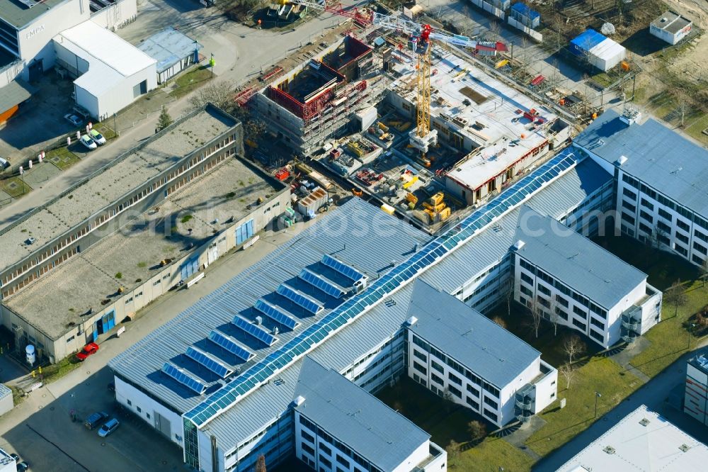 Aerial photograph Cottbus - Construction site for the new building eines Forschungs- Gebaeude and Buerokomplex on Konrad-Wachsmann-Allee corner - Siemens-Halske-Ring in Cottbus in the state Brandenburg, Germany