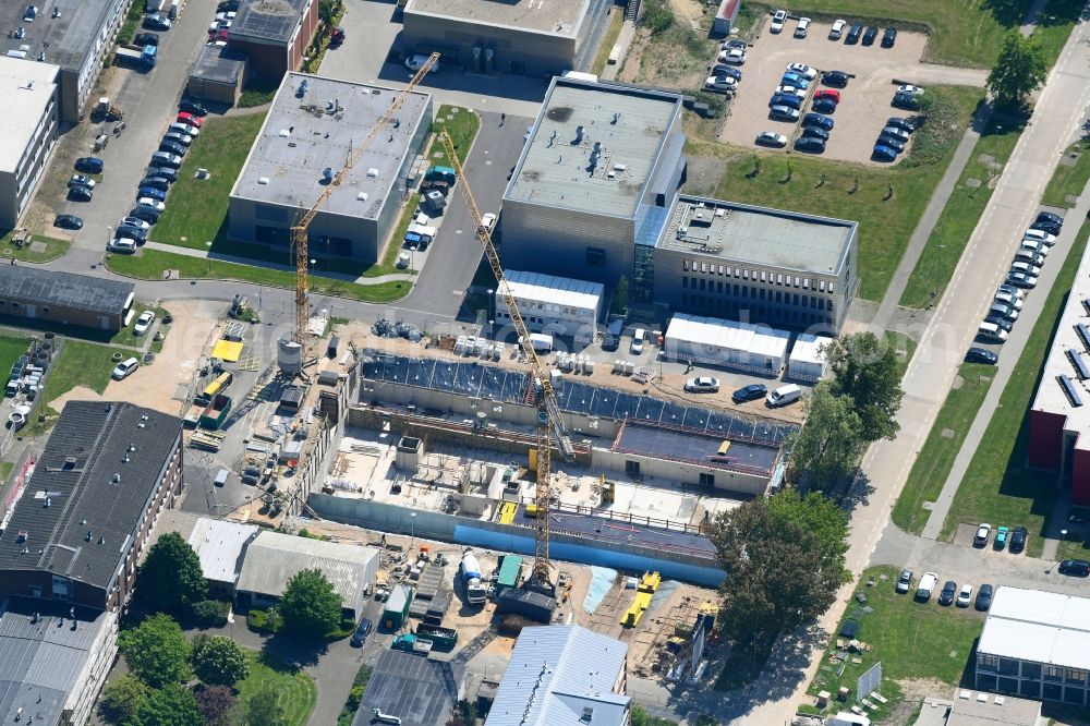 Jülich from above - Construction site for the construction of a research building and office complex in Juelich in the state of North Rhine-Westphalia, Germanyy