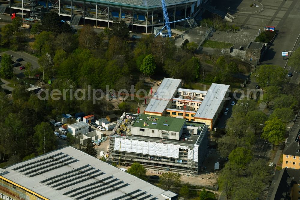 Rostock from above - Construction site for the new building of a research building and office complex Biomedicum along the Kopernikusstrasse on the Schillingallee Campus in Rostock in the state Mecklenburg - Western Pomerania, Germany