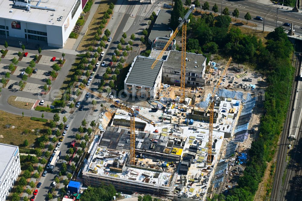 Aerial photograph Leipzig - Construction site for the new building of a research building and office complex BioSquare Leipzig on street Alte Messe in Leipzig in the state Saxony, Germany