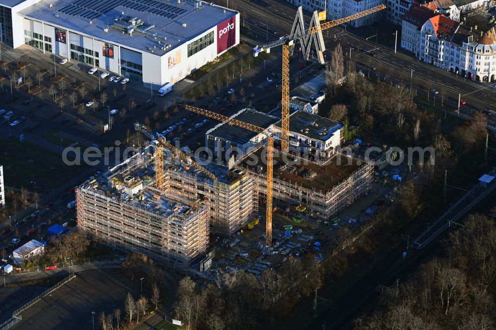 Aerial photograph Leipzig - Construction site for the new building of a research building and office complex BioSquare Leipzig on street Alte Messe in Leipzig in the state Saxony, Germany