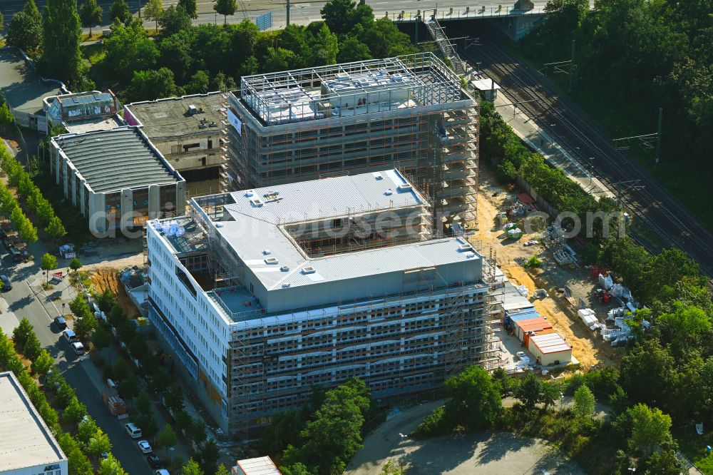 Aerial photograph Leipzig - Construction site for the new building of a research building and office complex BioSquare Leipzig on street Alte Messe in Leipzig in the state Saxony, Germany