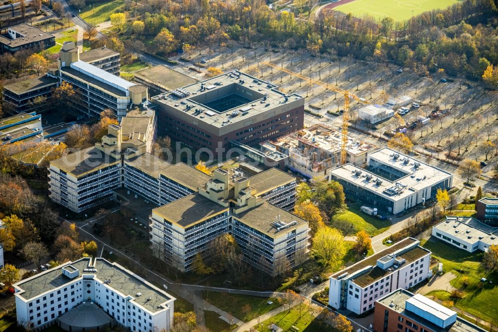 Dortmund from above - Construction site for the new building of a research building and office complex of the TU Dortmund on Otto-Hahn-Strasse in Dortmund in the state North Rhine-Westphalia, Germany