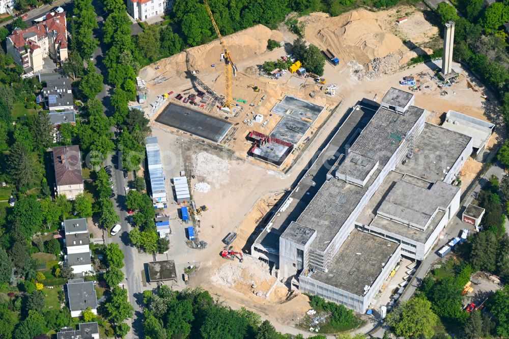 Berlin from above - Construction site for the new building of a research building and office complex Innovations- and Forschungszentrum FUBIC on street Fabeckstrasse in the district Lichterfelde in Berlin, Germany