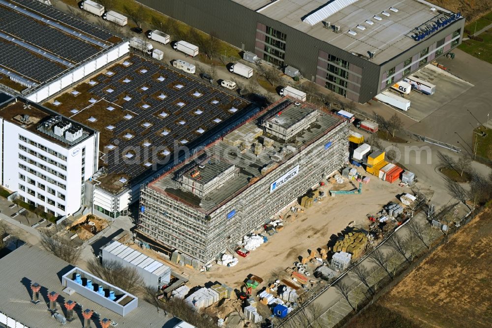 Aerial photograph Ludwigsburg - Construction site for the new building of a research building and office complex of Roche Diagnostics Automation Solutions GMBH Ludwigsburg on Albert-Ruprecht-Strasse in Ludwigsburg in the state Baden-Wuerttemberg, Germany