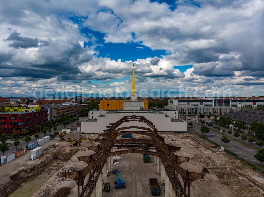 Aerial image Leipzig - Construction site for the new building of a research building and office complex Stadtarchiv Alte Messe in Leipzig in the state Saxony, Germany