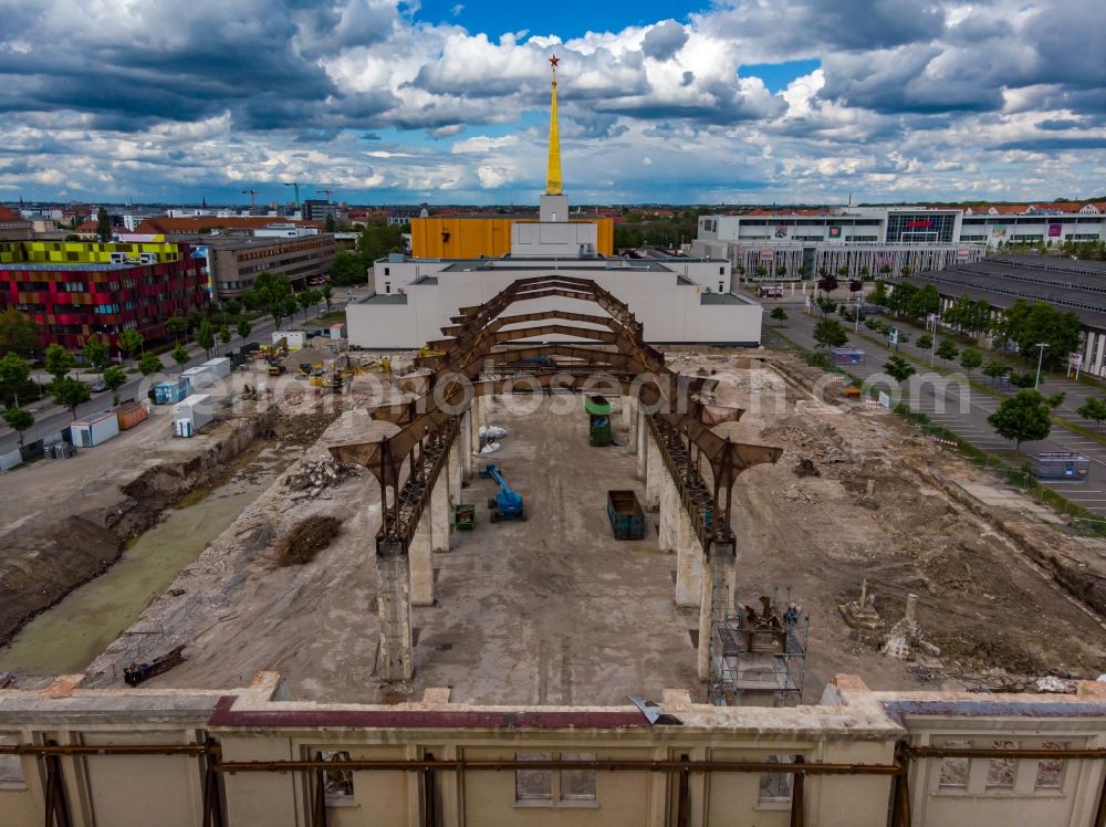 Aerial photograph Leipzig - Construction site for the new building of a research building and office complex Stadtarchiv Alte Messe in Leipzig in the state Saxony, Germany