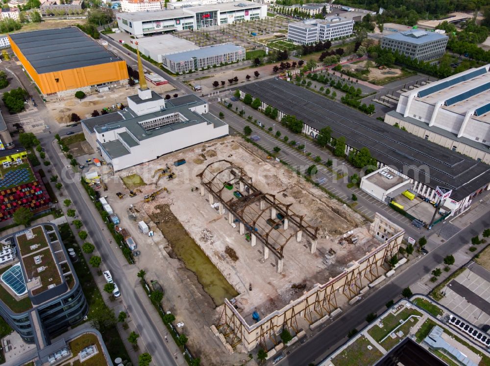 Aerial photograph Leipzig - Construction site for the new building of a research building and office complex Stadtarchiv Alte Messe in Leipzig in the state Saxony, Germany