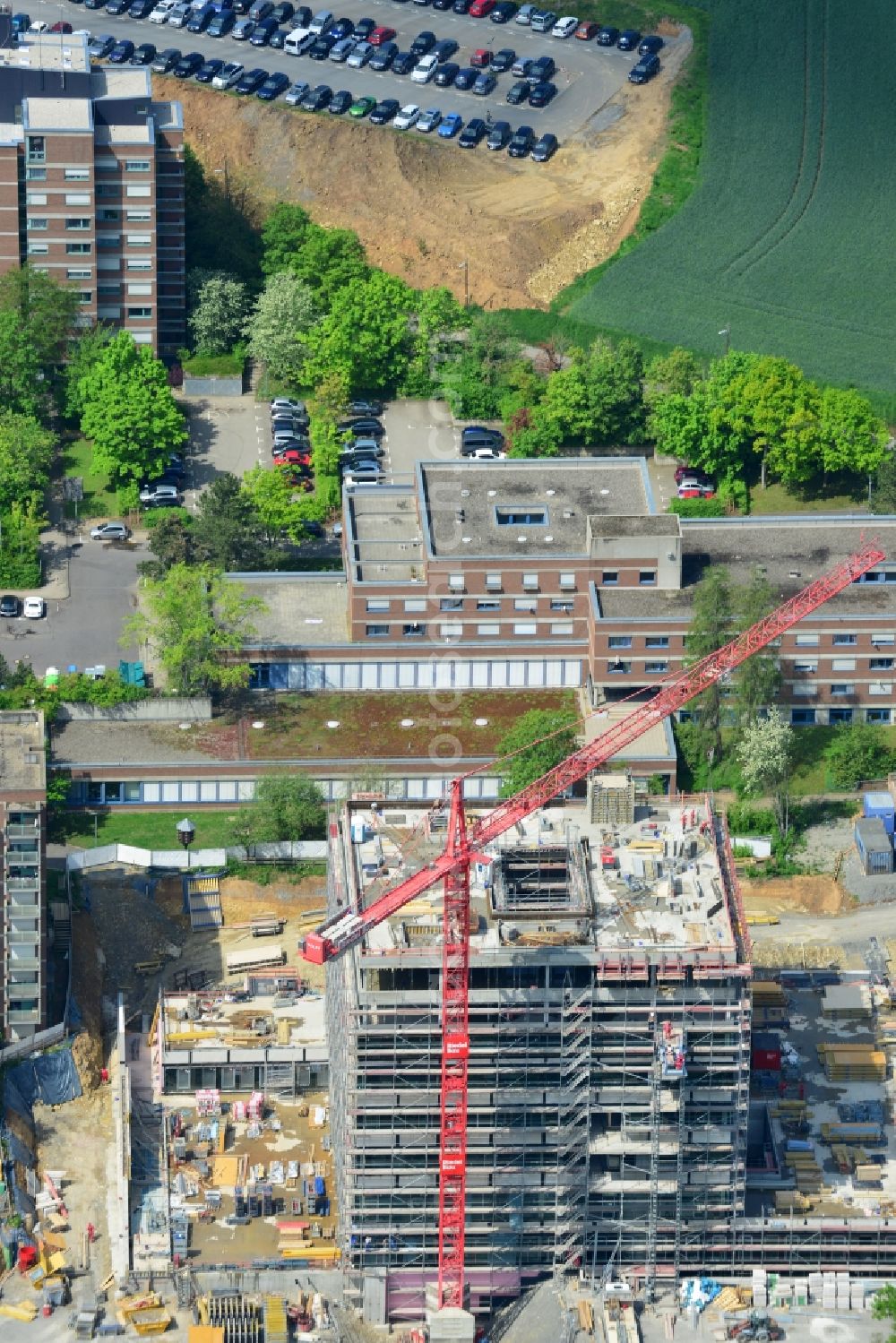 Aerial image Würzburg - Construction site for new research building for the DZHI in Wuerzburg in Bavaria