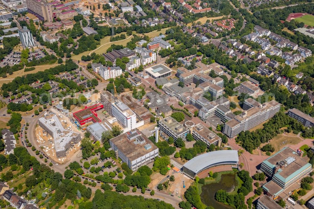 Aerial image Düsseldorf - Construction site for the new building of Forschungsgebaeude of Lebenswissenschaften on Universitaetsstrasse in Duesseldorf in the state North Rhine-Westphalia, Germany