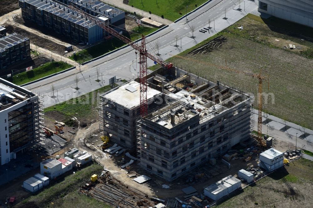 Aerial image Aachen - Construction site for the new building Research building on the RWTH Aachen Campus on campus boulevard through the NUHA Bauunternehmung GmbH & Co. KG in Aachen, North Rhine-Westphalia