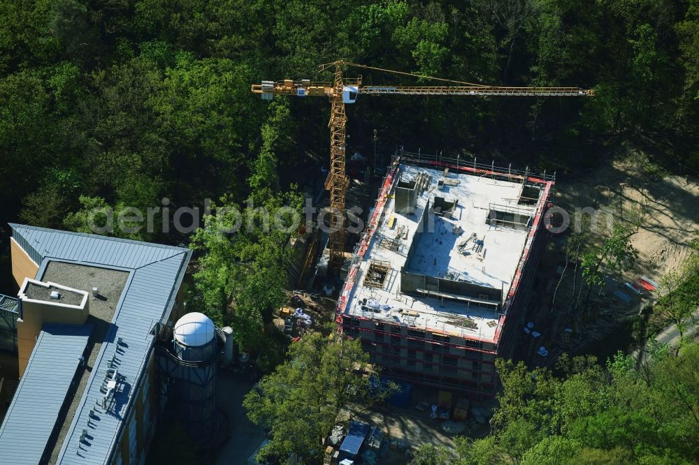 Potsdam from above - Construction site for the construction of a new research building on the Telegrafenberg in Potsdam in the state of Brandenburg, Germany