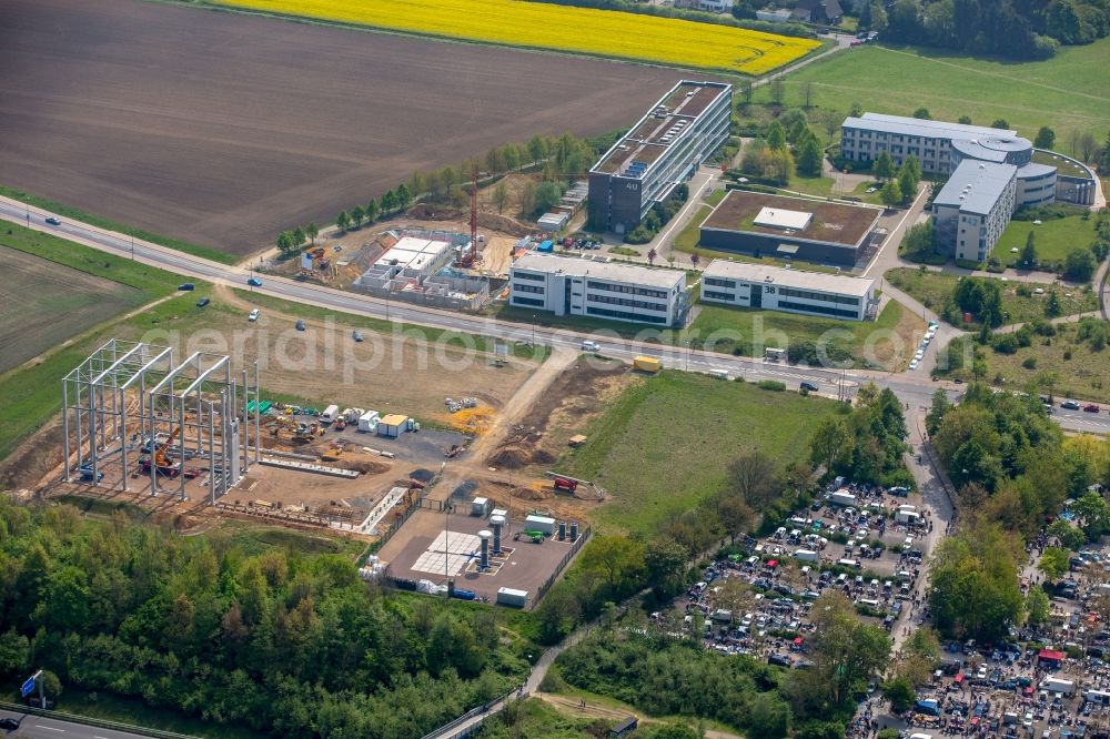 Dortmund from the bird's eye view: Construction site for the new building of Forschungszentrum fuer Hochspannungs-Gleichstrom-Uebertragung on TU Dortmund on Emil-Figge-Strasse in Dortmund in the state North Rhine-Westphalia