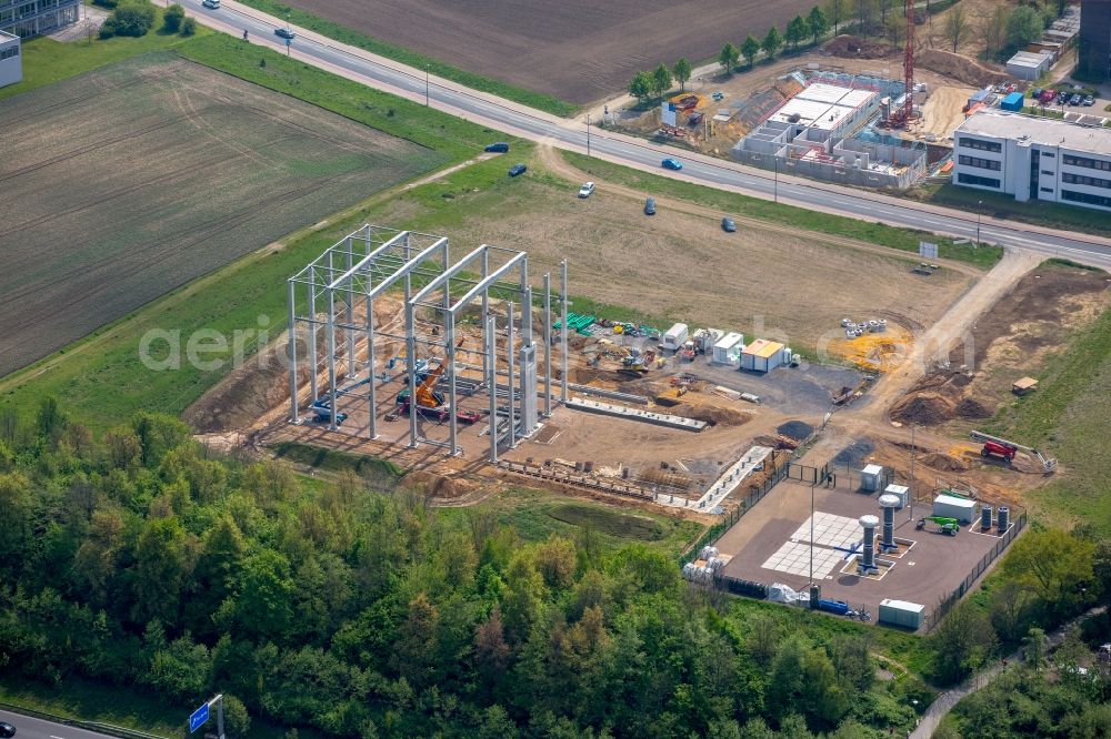 Aerial image Dortmund - Construction site for the new building of Forschungszentrum fuer Hochspannungs-Gleichstrom-Uebertragung on TU Dortmund on Emil-Figge-Strasse in Dortmund in the state North Rhine-Westphalia