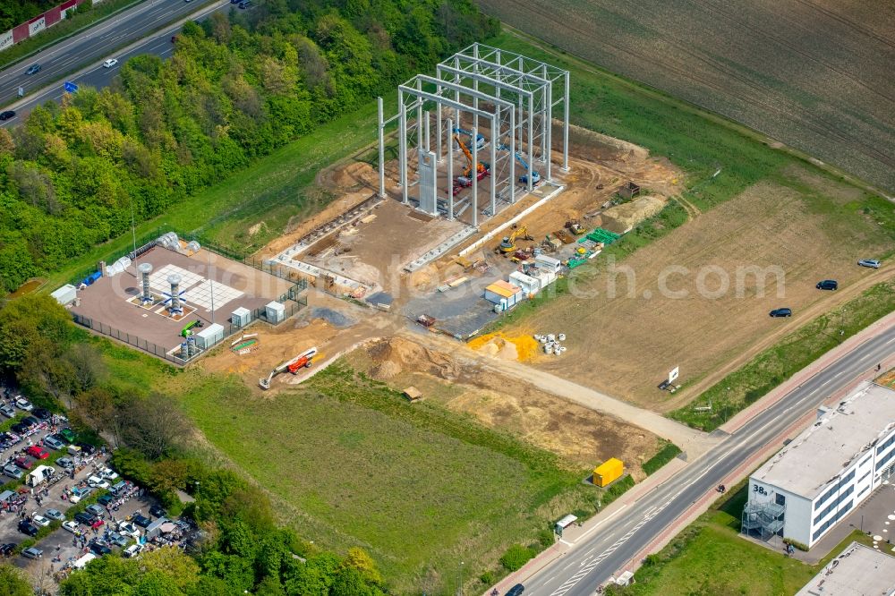 Aerial photograph Dortmund - Construction site for the new building of Forschungszentrum fuer Hochspannungs-Gleichstrom-Uebertragung on TU Dortmund on Emil-Figge-Strasse in Dortmund in the state North Rhine-Westphalia