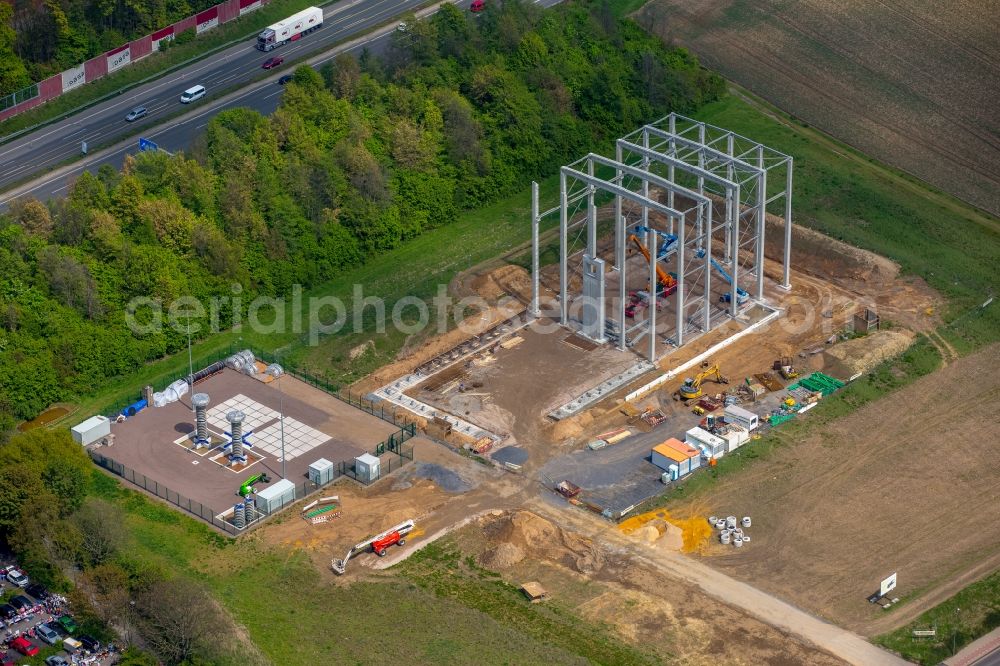 Dortmund from above - Construction site for the new building of Forschungszentrum fuer Hochspannungs-Gleichstrom-Uebertragung on TU Dortmund on Emil-Figge-Strasse in Dortmund in the state North Rhine-Westphalia