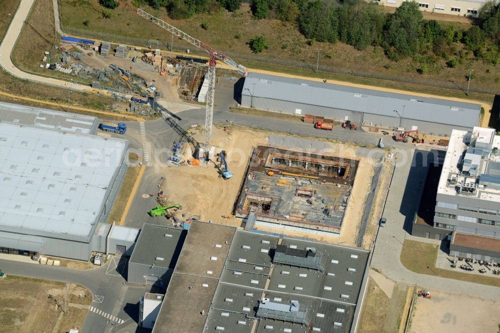 Aerial image Blankenfelde-Mahlow - Construction site for the new building of a research centre on site of the Rolls-Royce works in the commercial park of Dahlewitz in Blankenfelde-Mahlow in the state Brandenburg