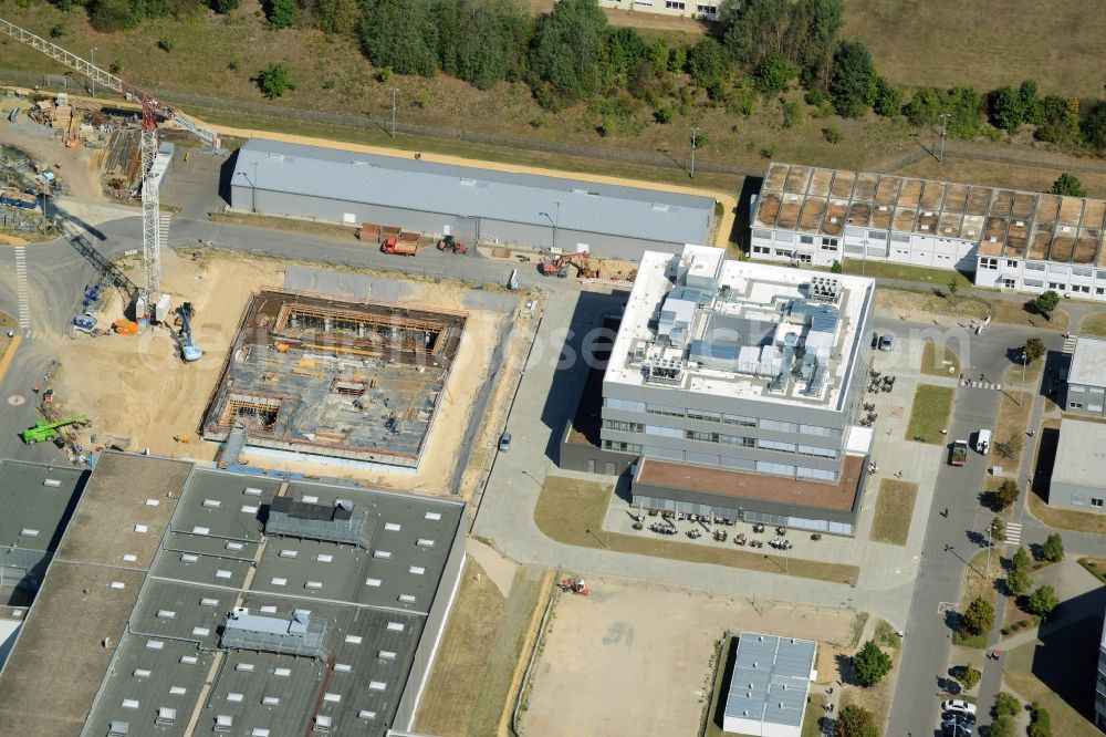 Aerial photograph Blankenfelde-Mahlow - Construction site for the new building of a research centre on site of the Rolls-Royce works in the commercial park of Dahlewitz in Blankenfelde-Mahlow in the state Brandenburg