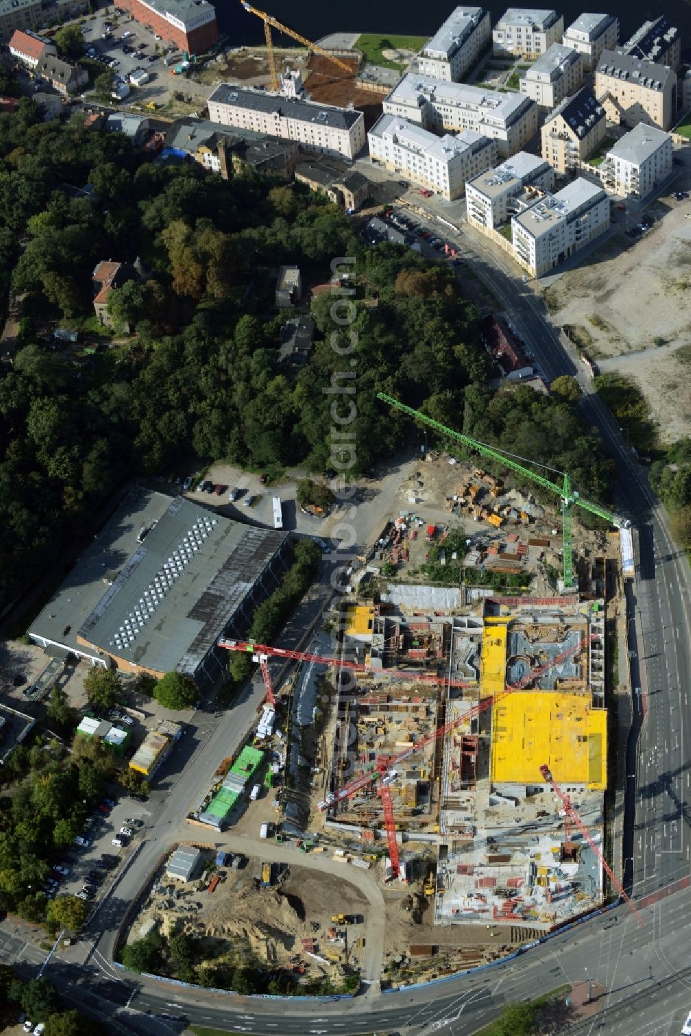 Potsdam from above - Construction site to build a new leisure pool with swimming pool in Potsdam in Brandenburg