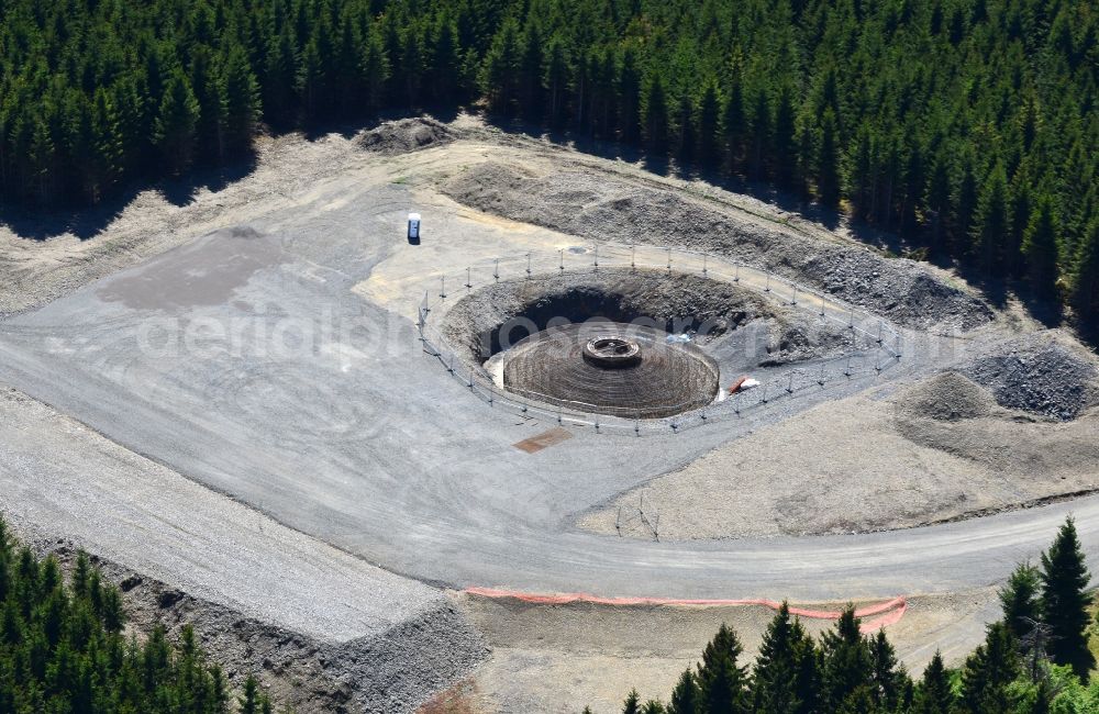 Aerial photograph Sohl - Construction site for the new building the foundations in steel mesh construction for the future wind farm in Sohl in the state North Rhine-Westphalia