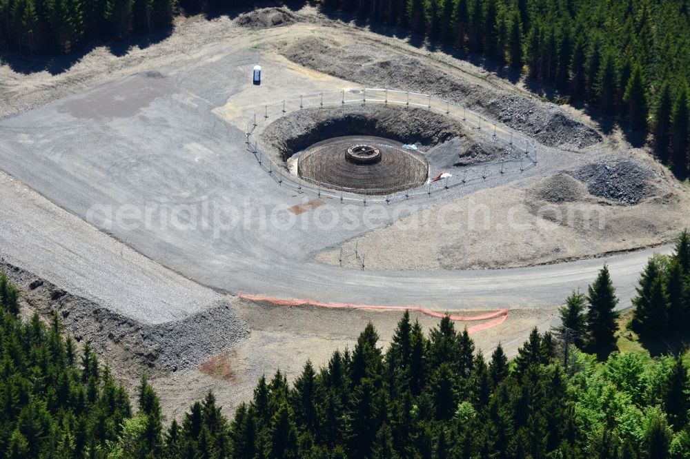 Sohl from above - Construction site for the new building the foundations in steel mesh construction for the future wind farm in Sohl in the state North Rhine-Westphalia