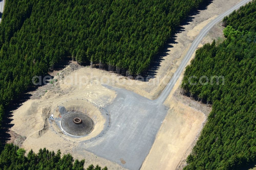 Sohl from the bird's eye view: Construction site for the new building the foundations in steel mesh construction for the future wind farm in Sohl in the state North Rhine-Westphalia