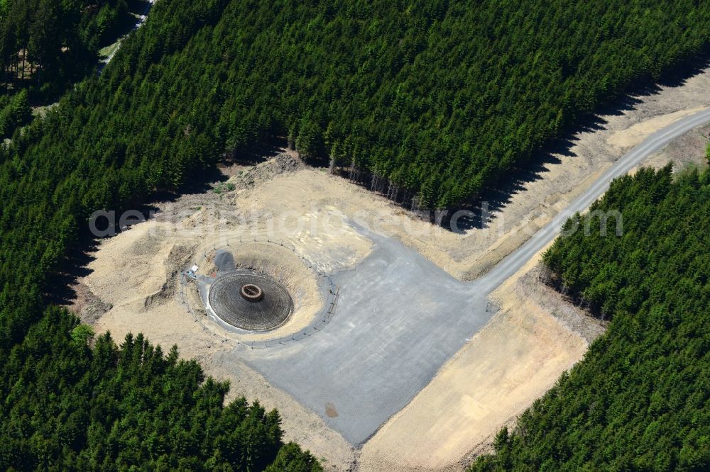 Aerial image Sohl - Construction site for the new building the foundations in steel mesh construction for the future wind farm in Sohl in the state North Rhine-Westphalia