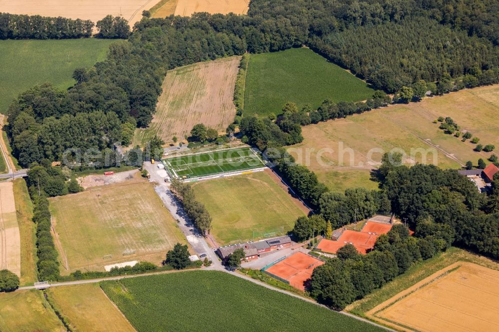 Ahlen from the bird's eye view: Construction site for the new construction of a football field in Ahlen in the state of North Rhine-Westphalia, Germany