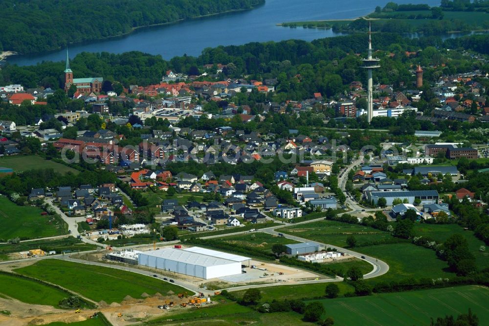 Bad Segeberg from the bird's eye view: Construction site for new construction building of the construction market of Kaiser-Lothar-Allee in Bad Segeberg in the state Schleswig-Holstein, Germany